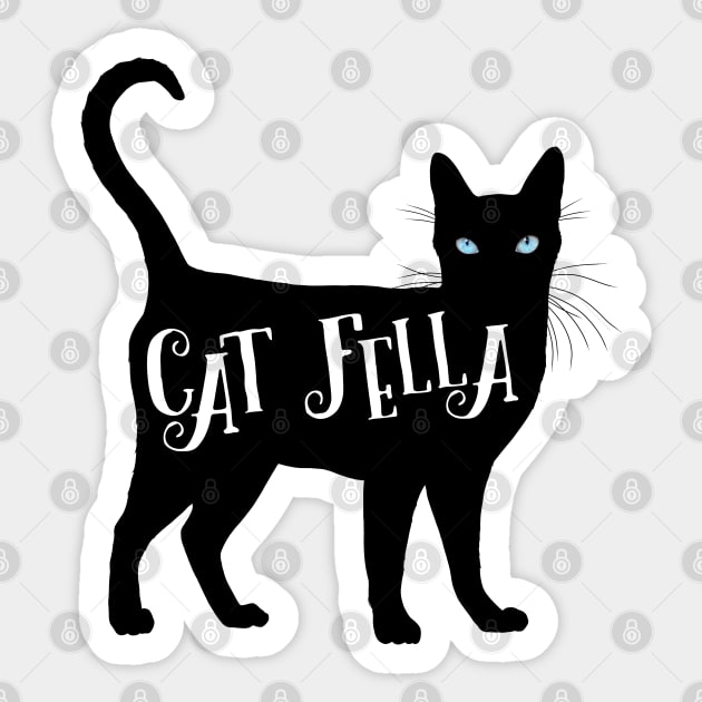 Cat Fella in Black Cat Silhouette Blue Eyes Sticker by CarleahUnique